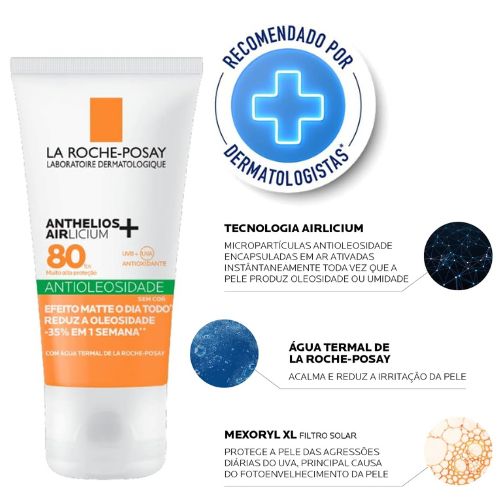 Protetor Solar Facial La Roche-Posay, Anthelios Airlicium, Antioleosidade, Controle e Redução da Oleosidade