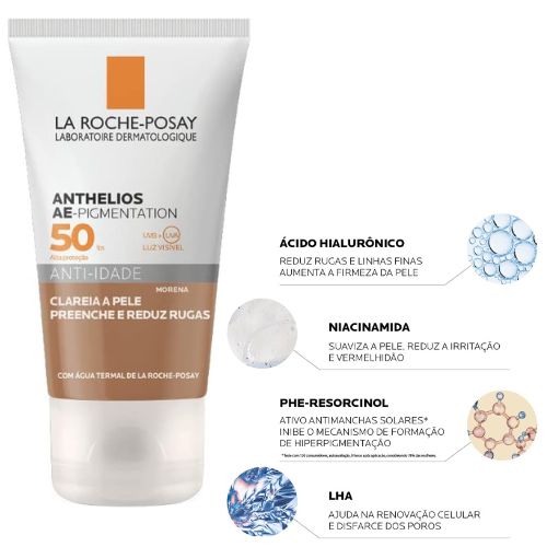 La Roche-Posay, Protetor Solar com Cor Anti-Idade com Ácido Hialurônico, Textura Gel Creme